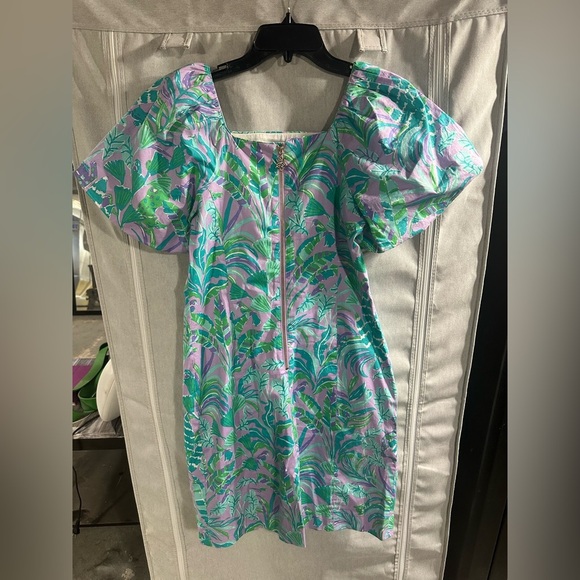 Lilly Pulitzer Lettie Short Sleeve Dress Purple Iris Green Size 2 Baby Doll - Picture 8 of 8